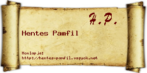 Hentes Pamfil névjegykártya